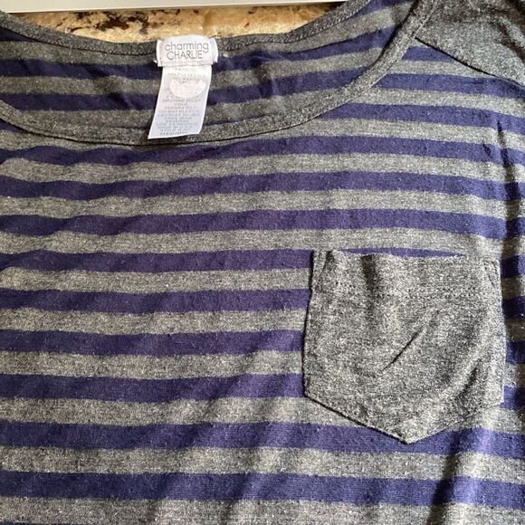 Charming Charlie 3/4 Length Sleeve Striped Top - Picture 3 of 3